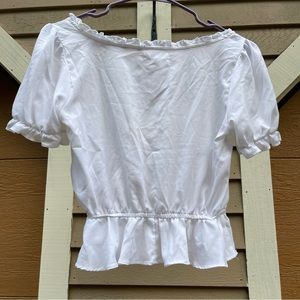 White Puff-Sleeve Blouse